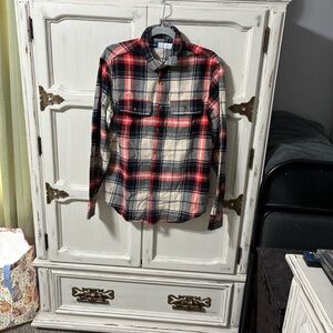 Old Navy Men's Casual Plaid Shirt - Red, Black, Cream